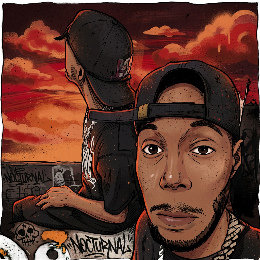 Cutthroat Creationz artist portrait in dark street-art cartoon style